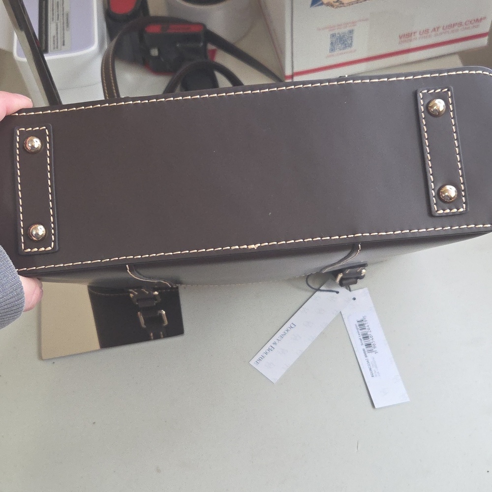 Dooney & Bourke Brown Leather Tote Bag - Picture 6 of 10